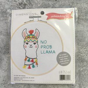 NEW No Probllama Embroidery Kit by Dimensions, 6 inch